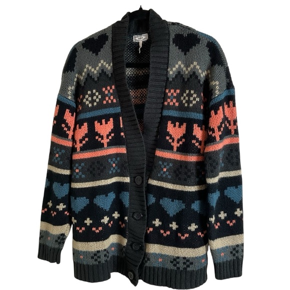 Kirra woman’s Multicolor Patterned Cardigan Sweater size large - Picture 9 of 9